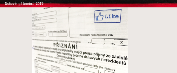 Daňové přiznání za rok 2019 opatřené facebook razítkem Like.